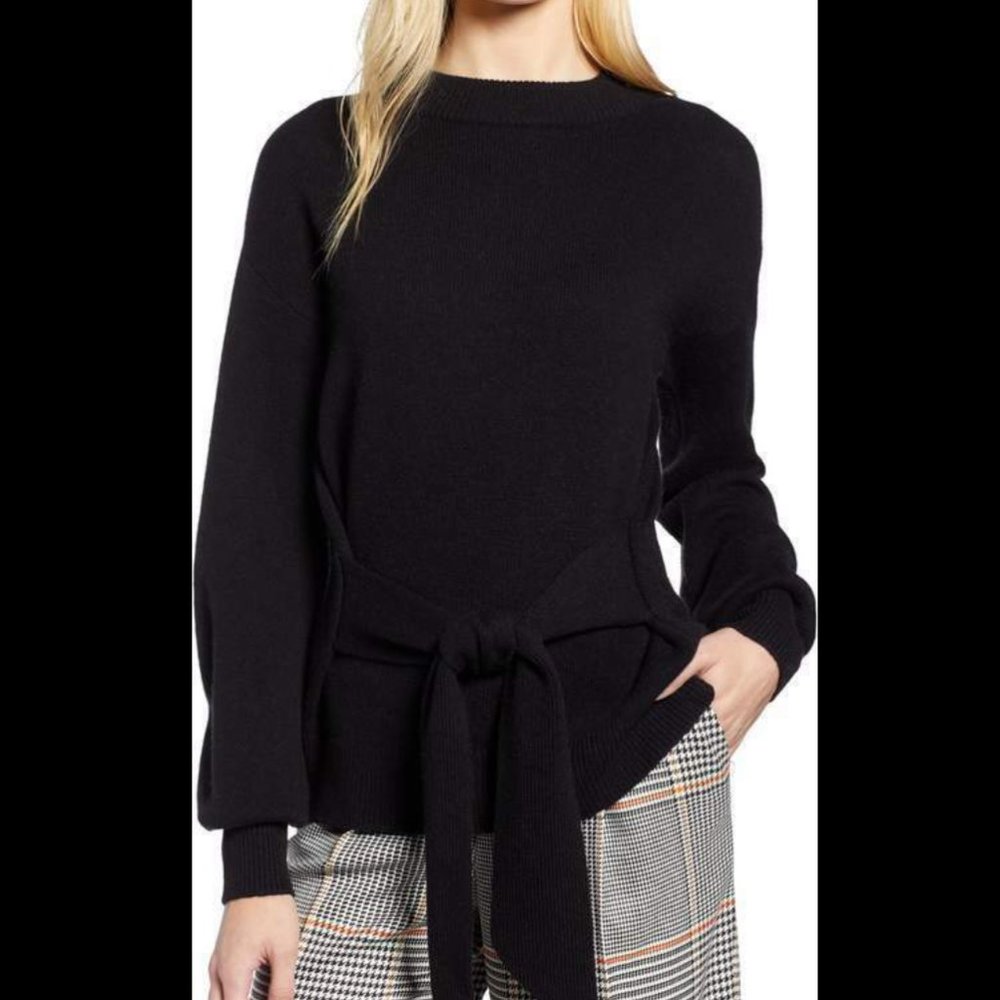 Halogen x Atlantic pacific tie front sweater